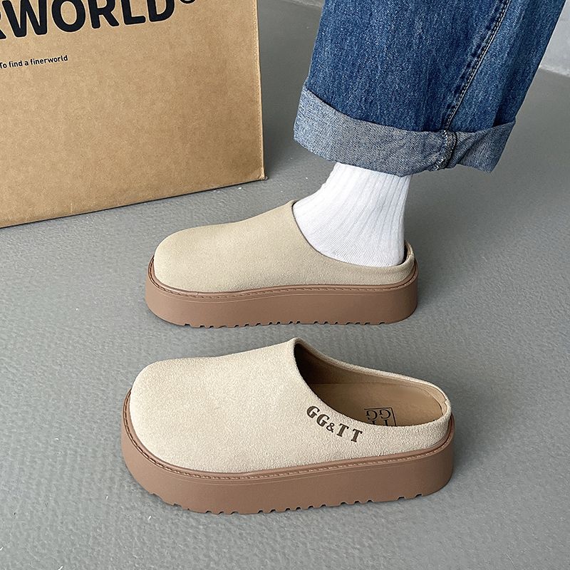 包頭無後跟鬆糕厚底復古脖肯鞋鞋靴