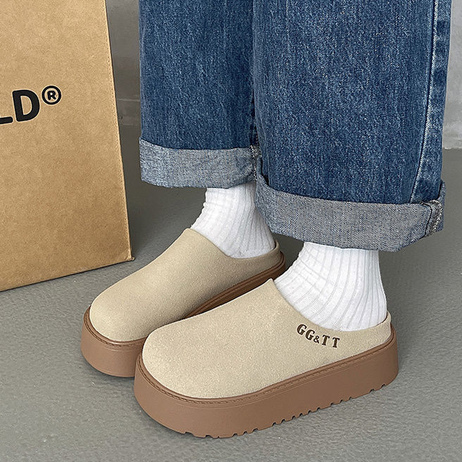 包頭無後跟鬆糕厚底復古脖肯鞋鞋靴