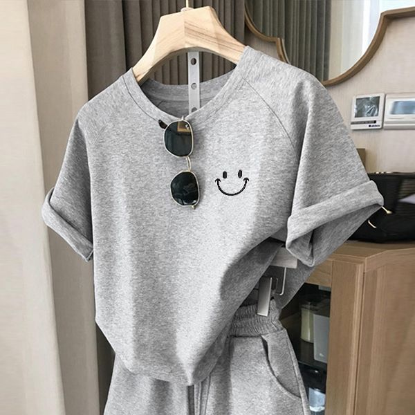 【單件/套裝】洋氣寬鬆減齡短袖+休閒運動風五分短褲兩件套