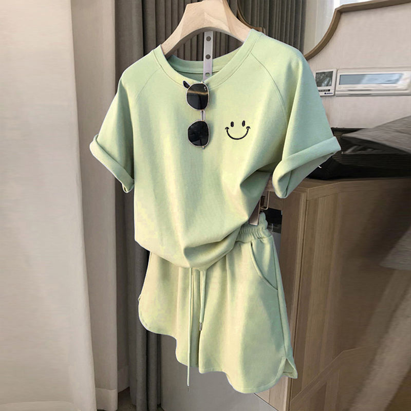 【單件/套裝】洋氣寬鬆減齡短袖+休閒運動風五分短褲兩件套