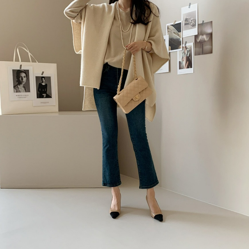 日韓洋氣針織披肩外套休闲温柔氣質毛衣斗篷開衫