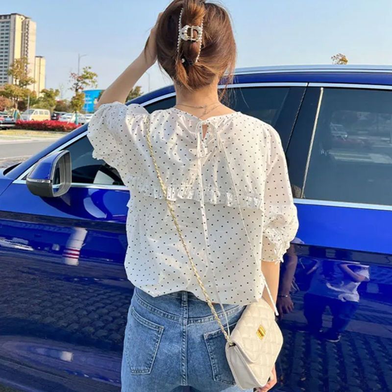 寬鬆顯瘦大碼木耳邊不規則設計感襯衫