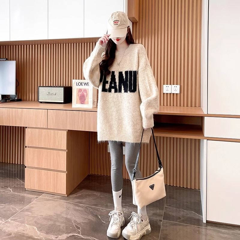 寬鬆慵懶風洋氣打底中長版針織毛衣