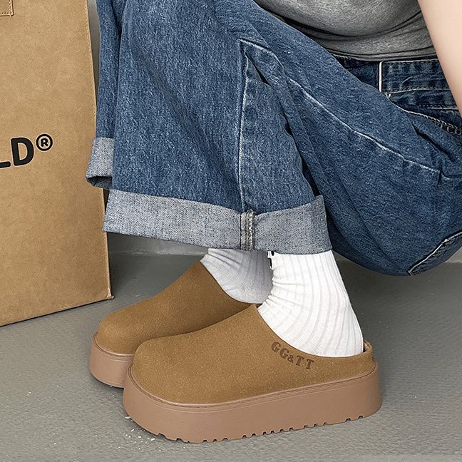 包頭無後跟鬆糕厚底復古脖肯鞋鞋靴