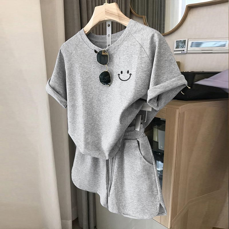 【單件/套裝】洋氣寬鬆減齡短袖+休閒運動風五分短褲兩件套