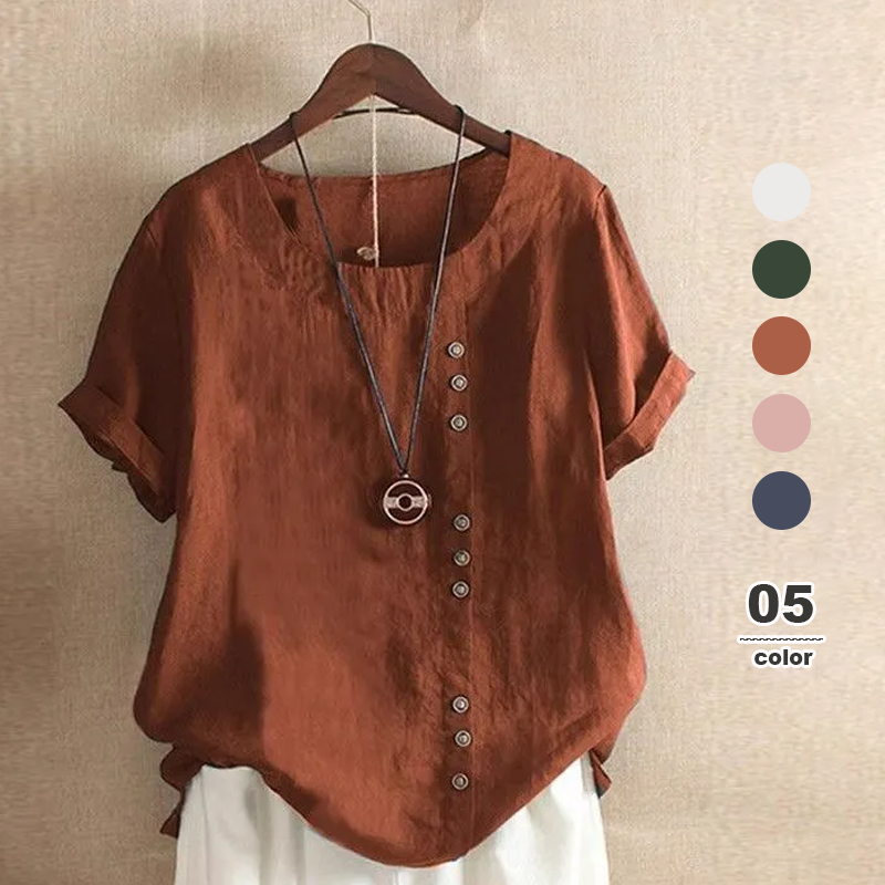 棉麻大碼新款復古舒適短袖T恤