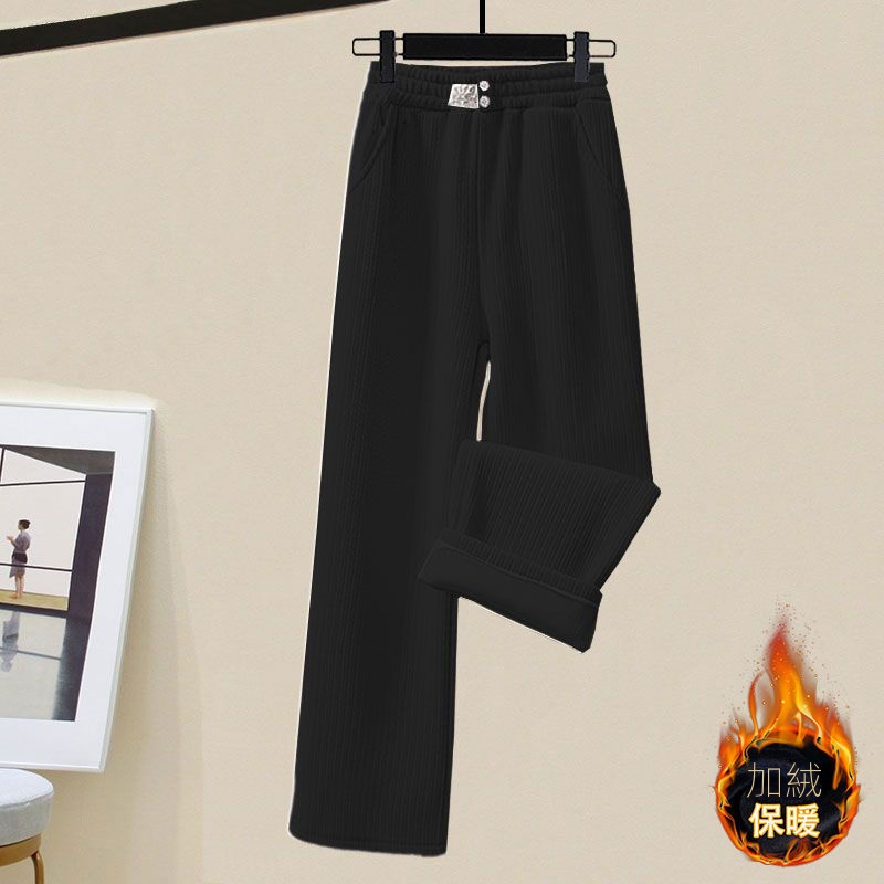 【單件/整套】奶糯風假兩件連帽衛衣+休閒運動闊腿褲兩件套裝