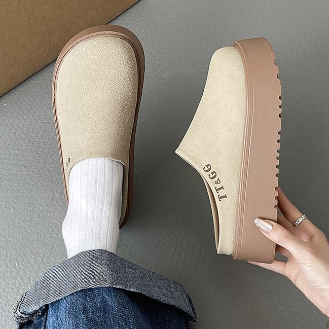 包頭無後跟鬆糕厚底復古脖肯鞋鞋靴