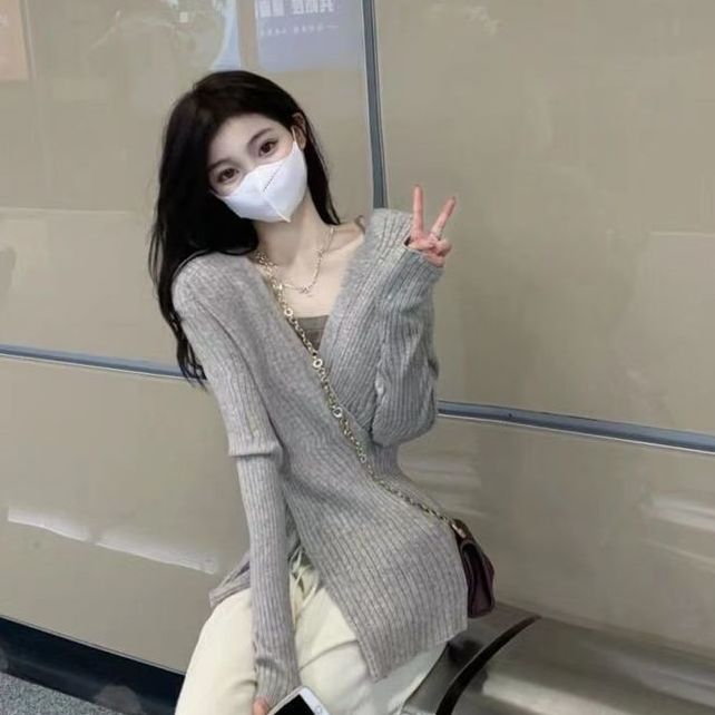 【單件/套裝】不規則羊毛針織衫白色闊腿褲兩件套