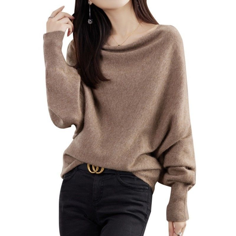 蝙蝠袖氣質套頭寬鬆毛衣薄款打底針織衫