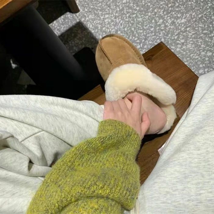 加厚羊毛絨居家防寒防滑室內包頭棉拖鞋