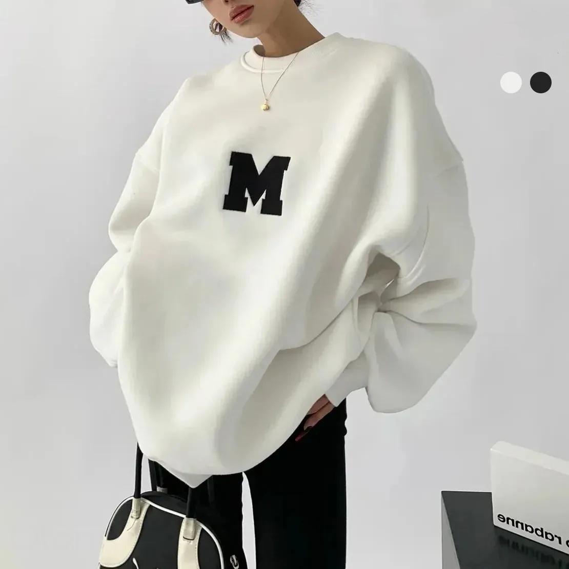 韓版慵懶風寬鬆簡約字母印花圓領衛衣