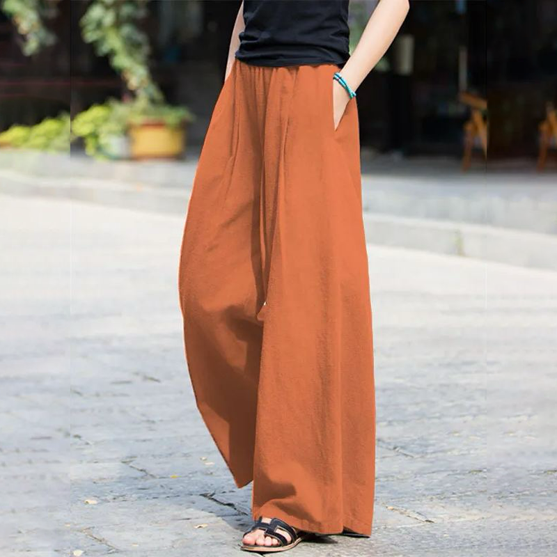 百搭闊腿褲顯瘦棉麻寬鬆直筒休閒褲(6色)