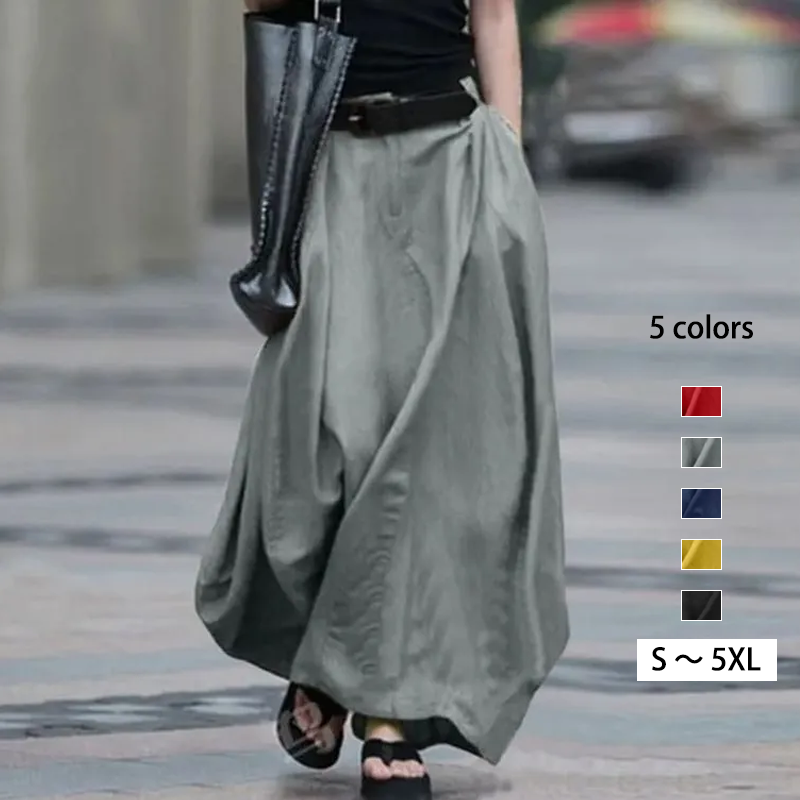 高腰顯瘦大擺A字長款半身裙