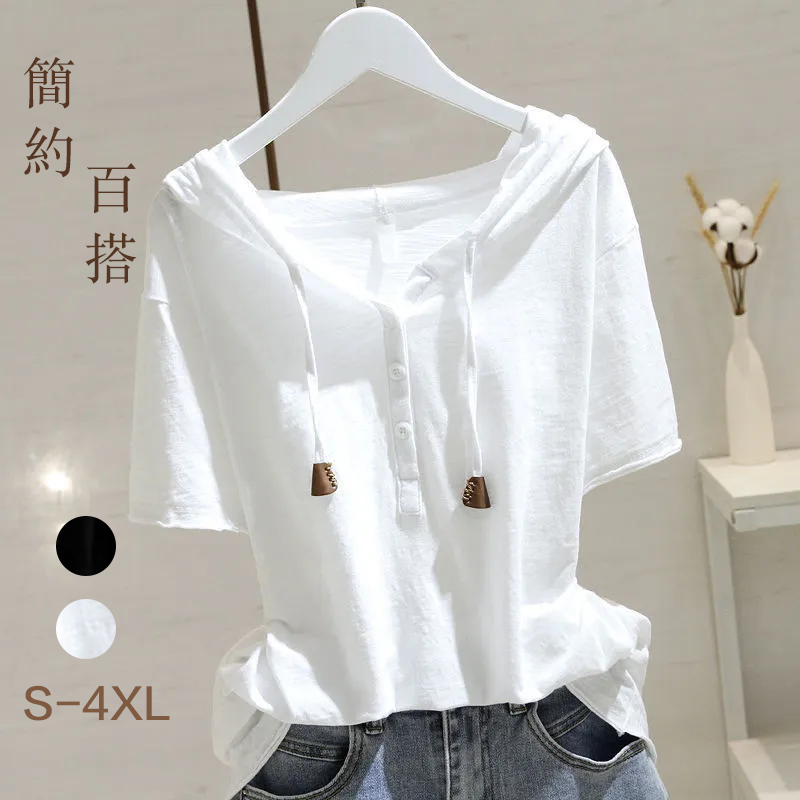 新款棉連帽寬鬆顯瘦百搭韓版短袖t恤