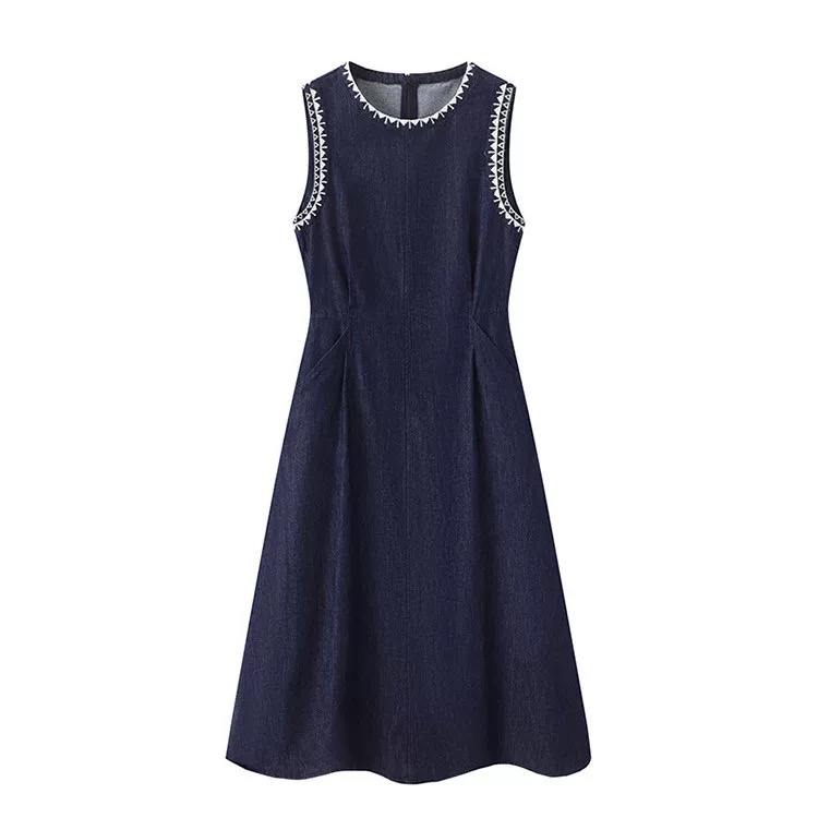 法式氣質寬鬆顯瘦無袖背心牛仔洋裝