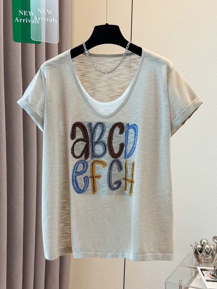 減齡寬鬆大碼假兩件設計感短袖