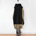 黑色針織+棕色打底裙