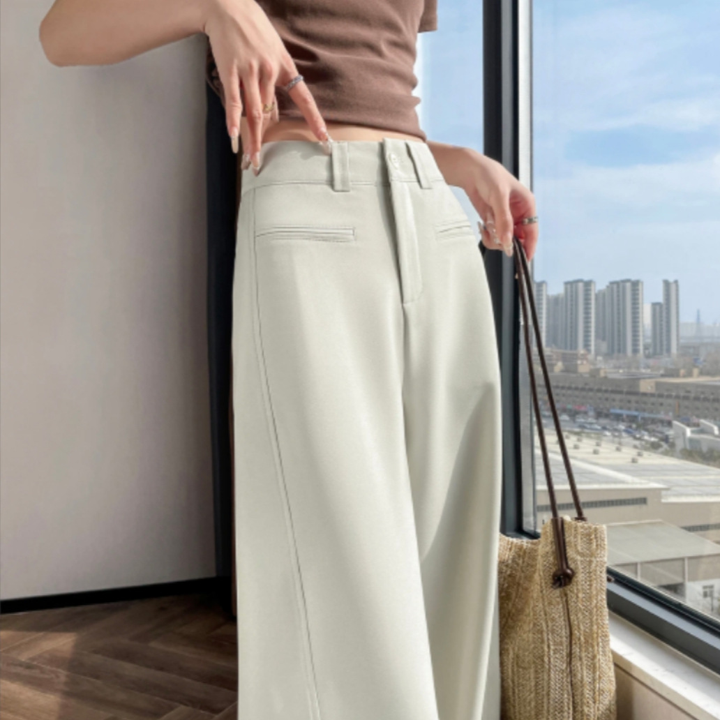 高腰顯瘦垂感高級感休閒西裝闊腿拖地褲