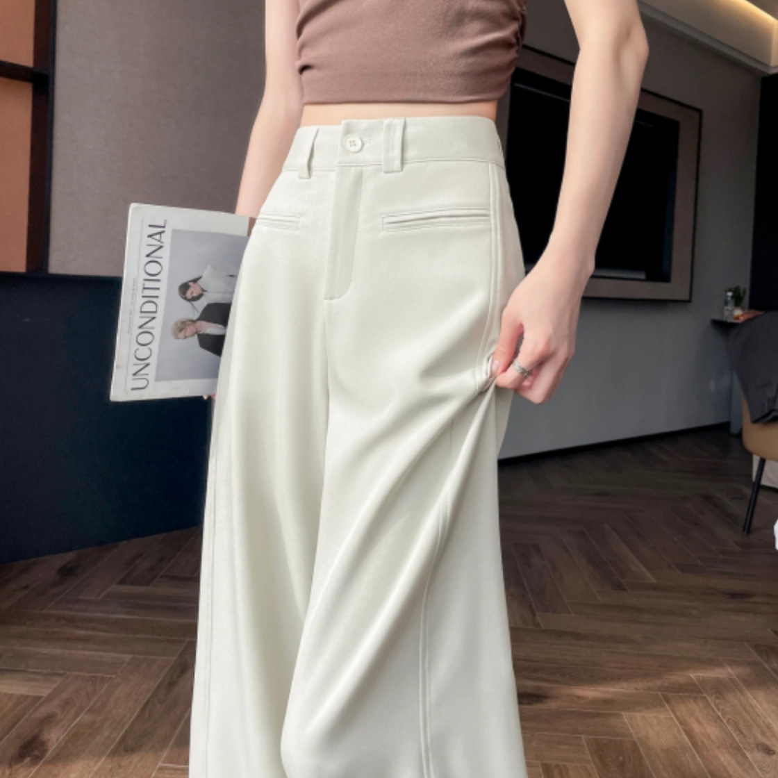 高腰顯瘦垂感高級感休閒西裝闊腿拖地褲