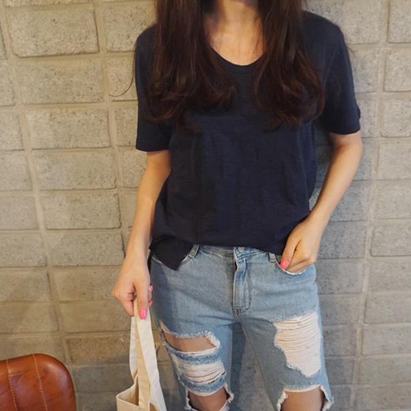 新款竹節棉ins透氣休閒百搭短袖