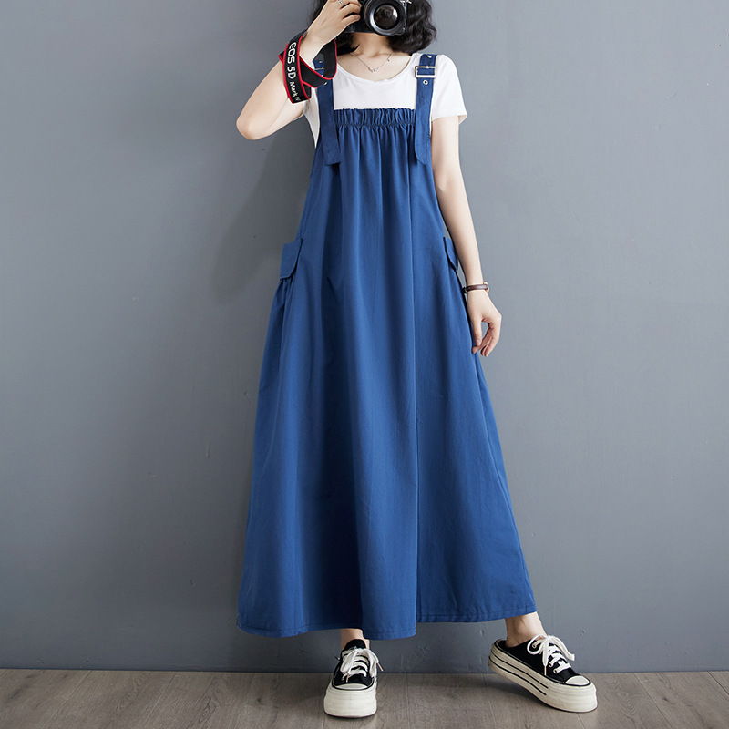 日韓簡約大碼寬鬆顯瘦氣質吊帶洋裝