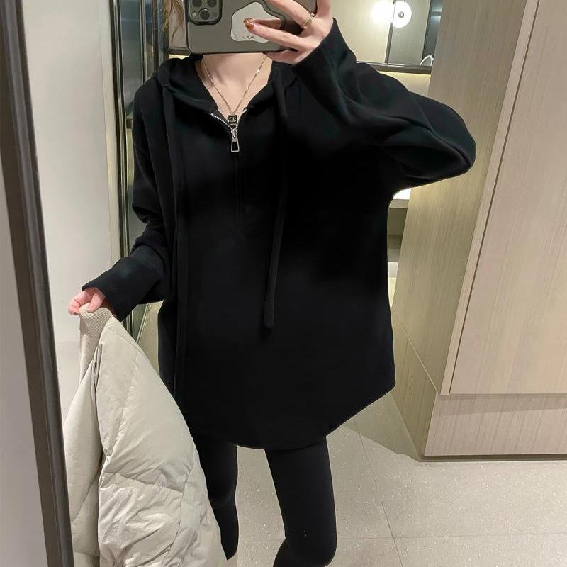 大碼德絨寬鬆顯瘦慵懶風百搭ins連帽打底衫