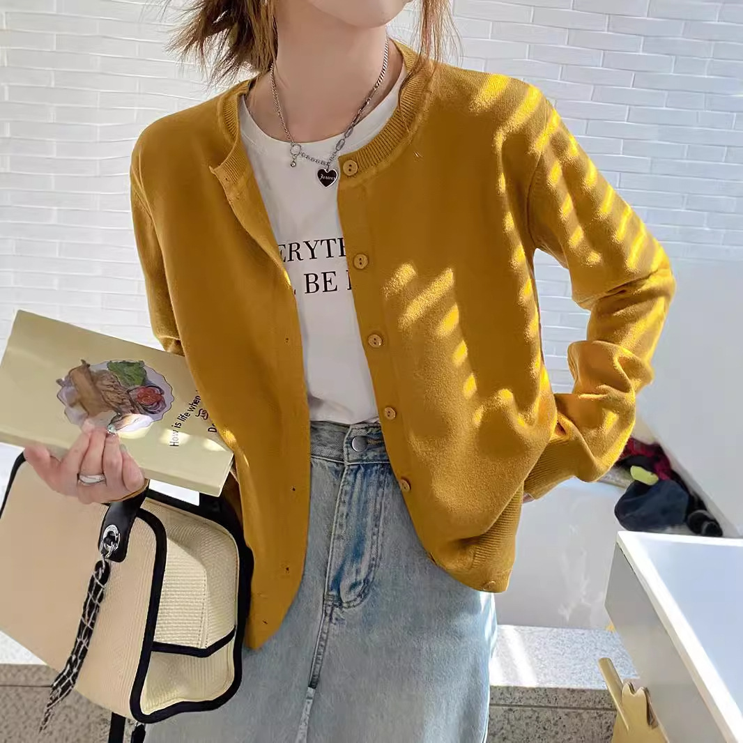 包芯紗外搭感初秋毛衣寬鬆軟糯針織開衫（11色）