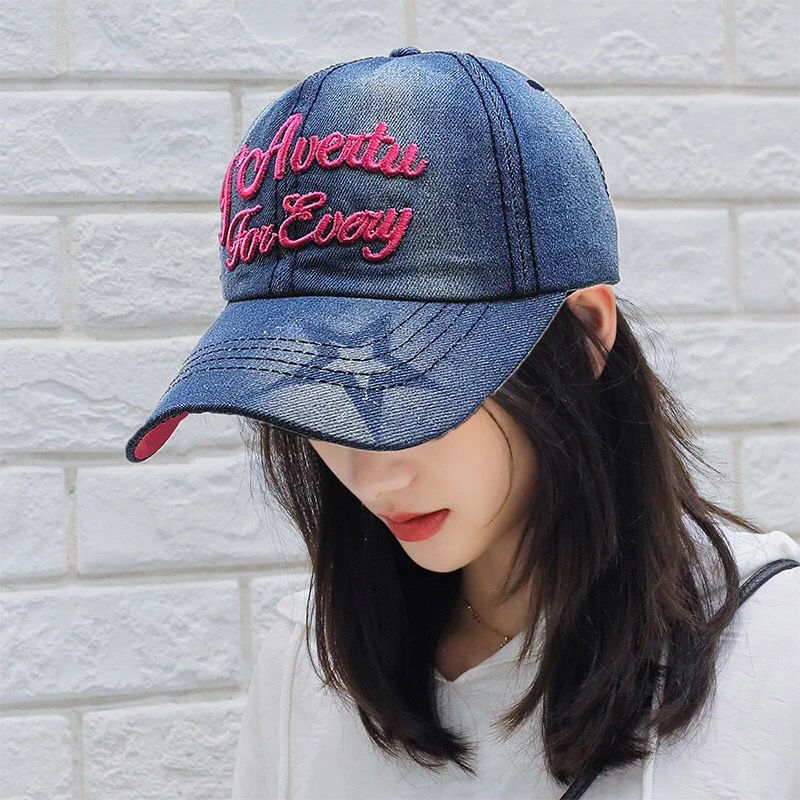 遮陽帽刺繡字母百搭韓版牛仔帽休閒鴨舌帽