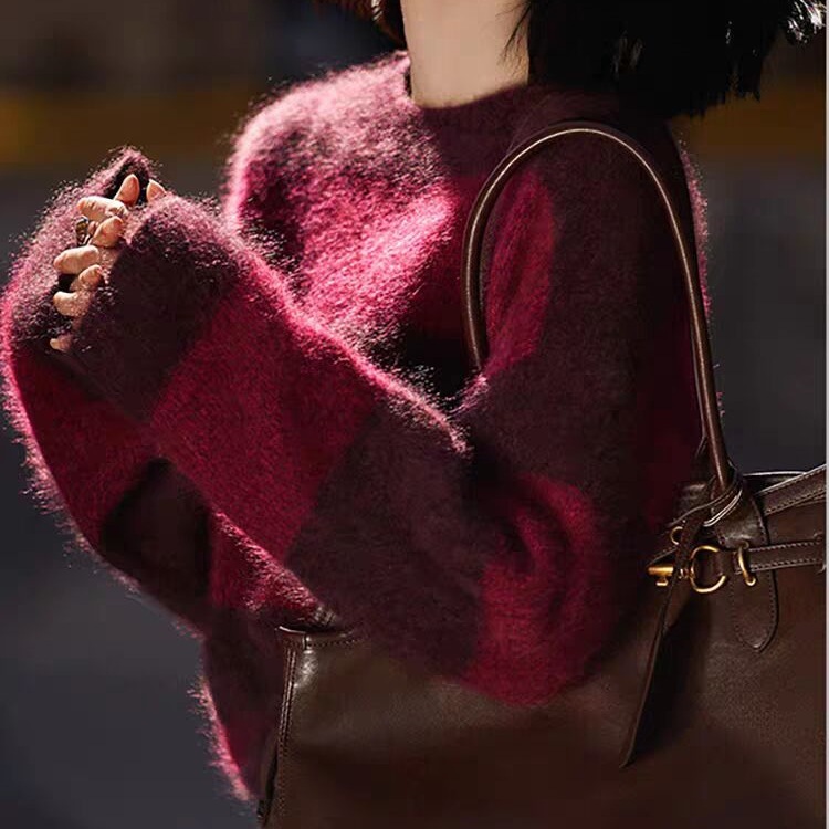 條紋毛衣寬鬆軟糯休閒慵懶感氣質顯瘦針織衫