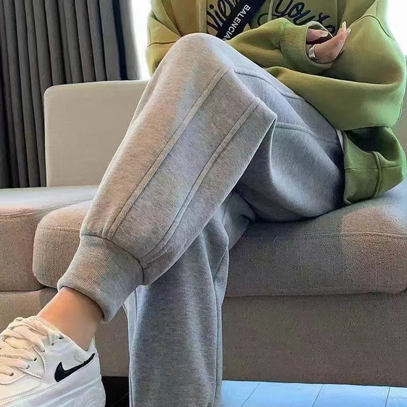 百搭休閒顯瘦運動風鬆緊腰棉質束腳褲裝