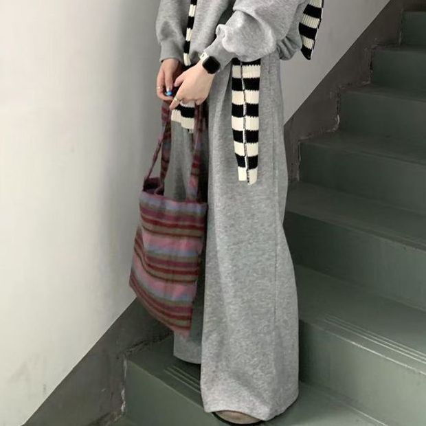 【單件/套裝】早秋穿搭條紋披肩+慵懶風衛衣+休閑闊腿褲運動三件套裝