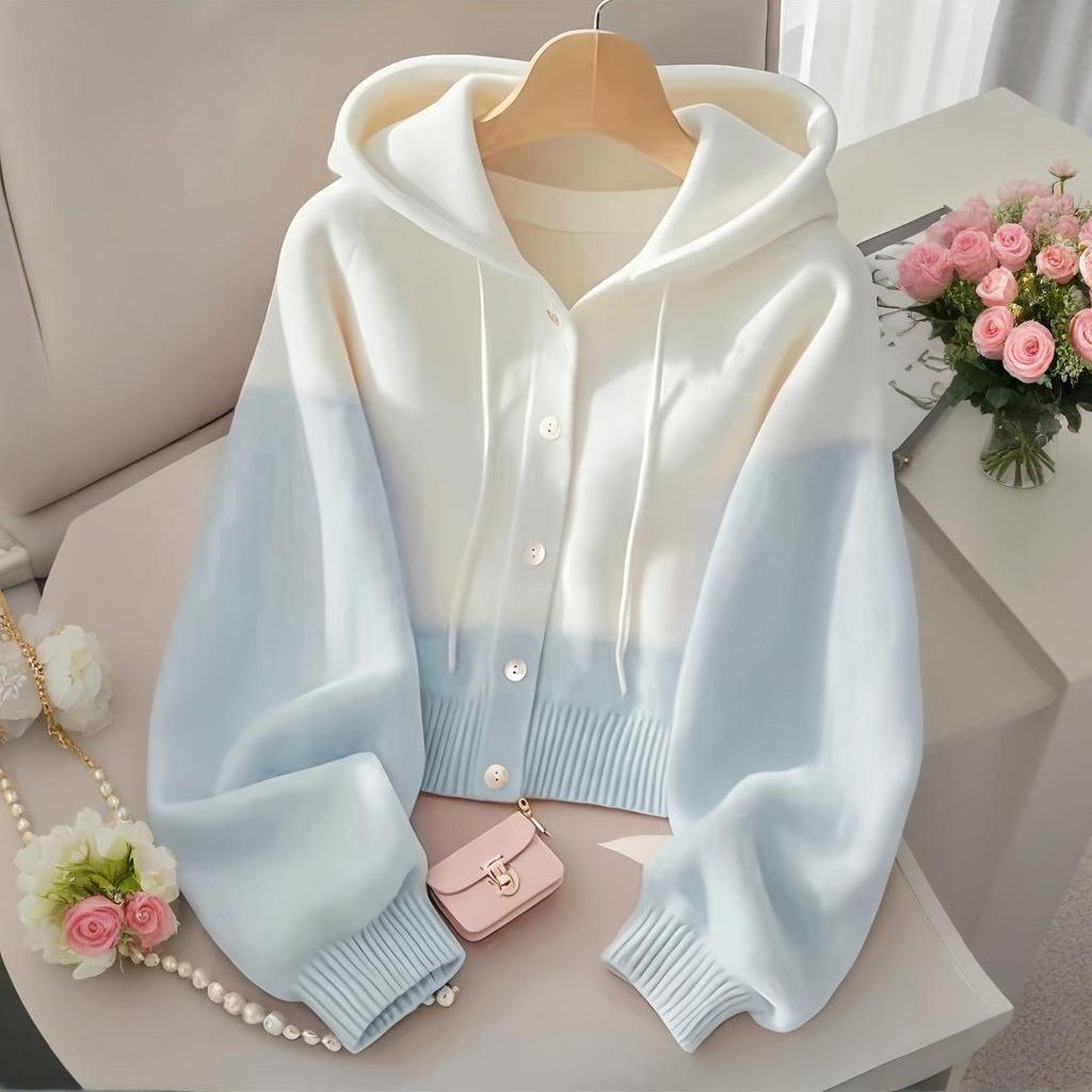 寬鬆連帽毛衣外套外搭加厚羊毛針織開衫