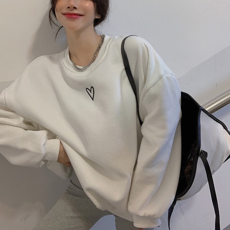 簡約風oversize薄款百搭休閒印花長袖衛衣