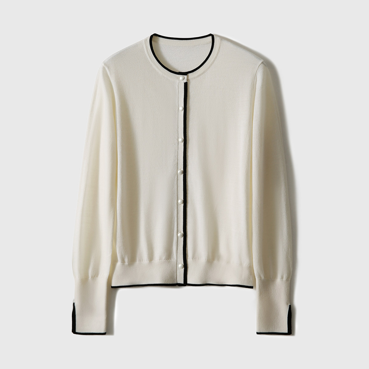 圓領拼色毛衣外套氣質長袖針織開衫