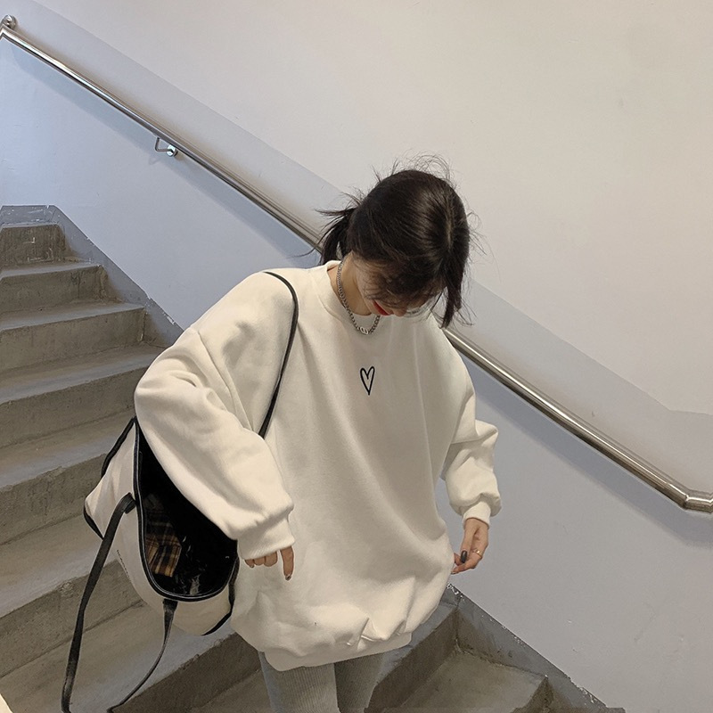 簡約風oversize薄款百搭休閒印花長袖衛衣