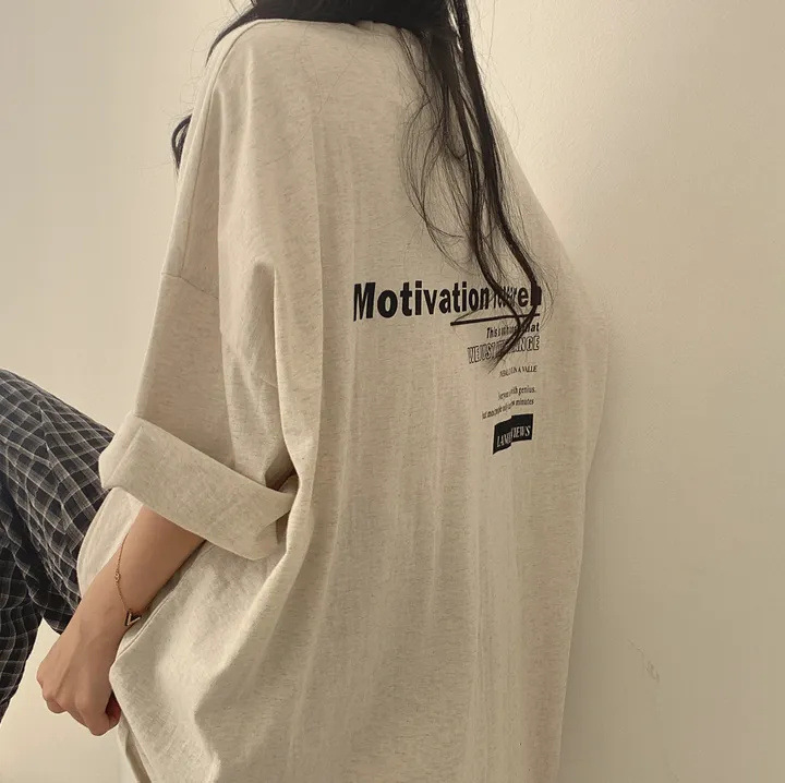 中長款慵懶寬鬆韓版純棉短袖T恤