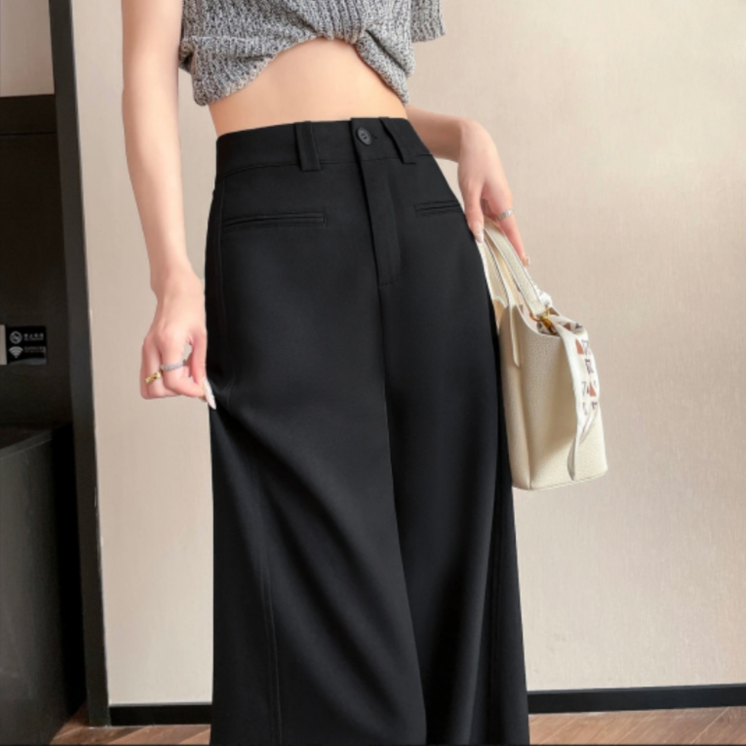 高腰顯瘦垂感高級感休閒西裝闊腿拖地褲