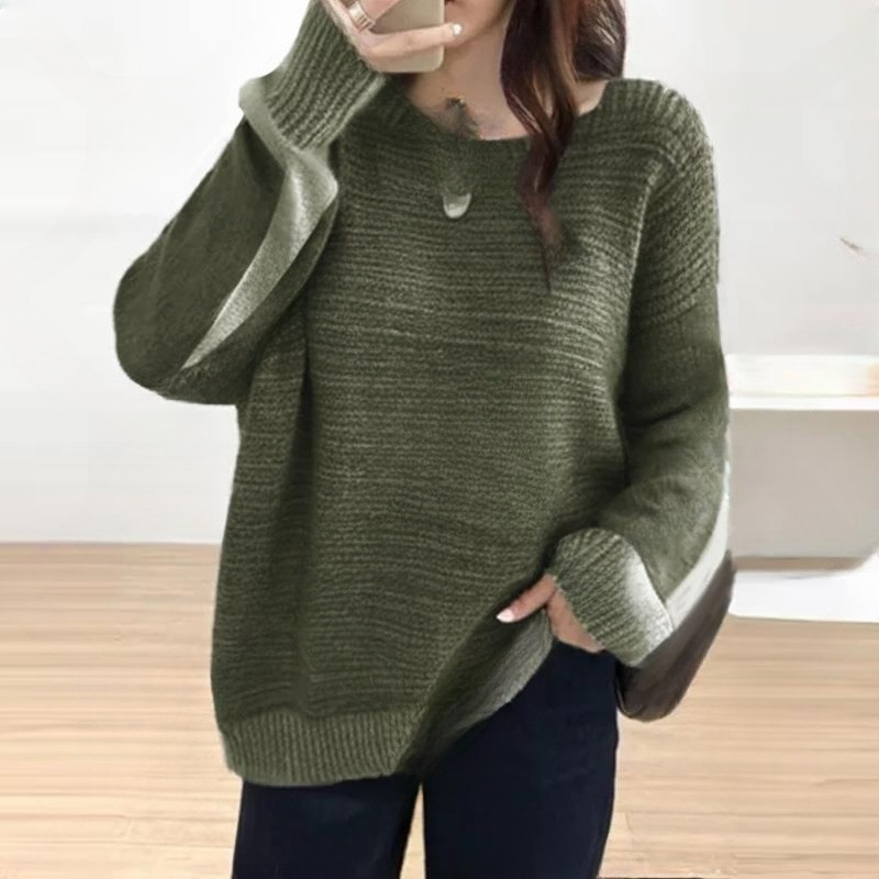 新款圓領長袖衛衣拼接毛衣針織衫