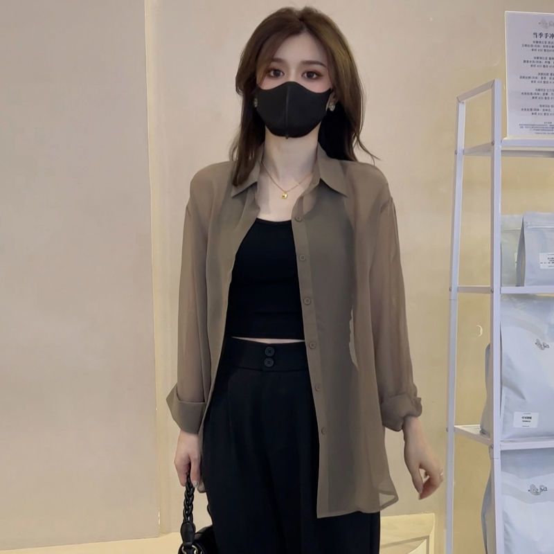 防曬衣冰絲透氣開衫外套長袖薄款雪紡襯衫