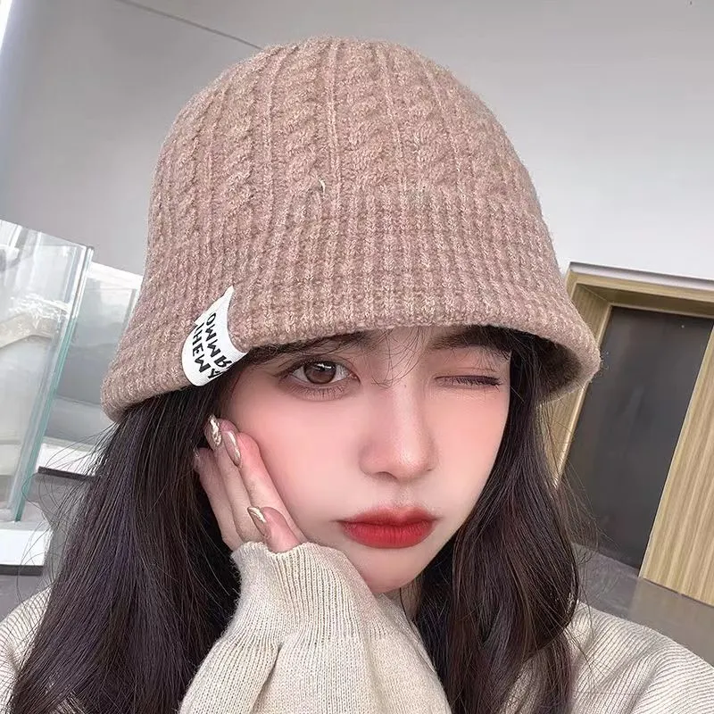 韓版俏皮毛線帽加厚保暖盆帽百搭針織漁夫帽