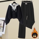 黑色加絨衛衣+黑色加絨褲裝/兩件套