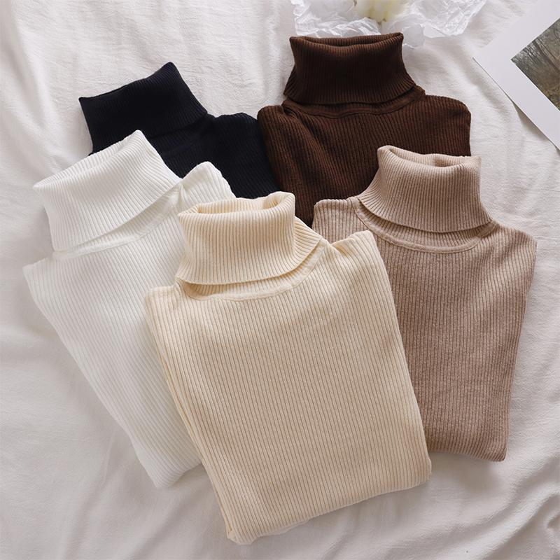 （多色可選）韓系高領時髦修身百搭打底衫氣質內搭長袖針織衫