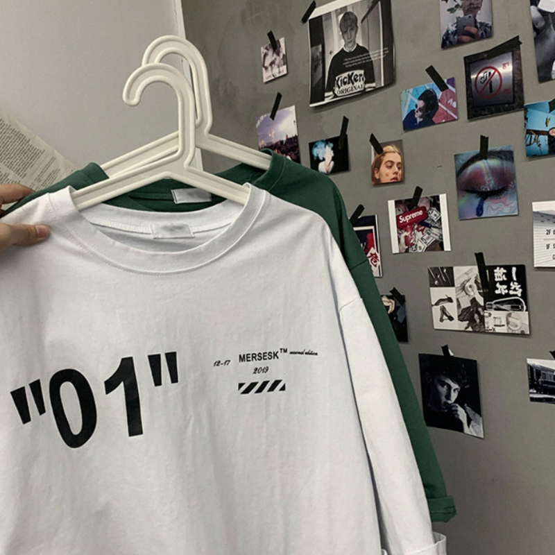 潮牌短袖t恤韓版潮流丅恤夏季寬鬆情侶休閒色五分袖上衣潮