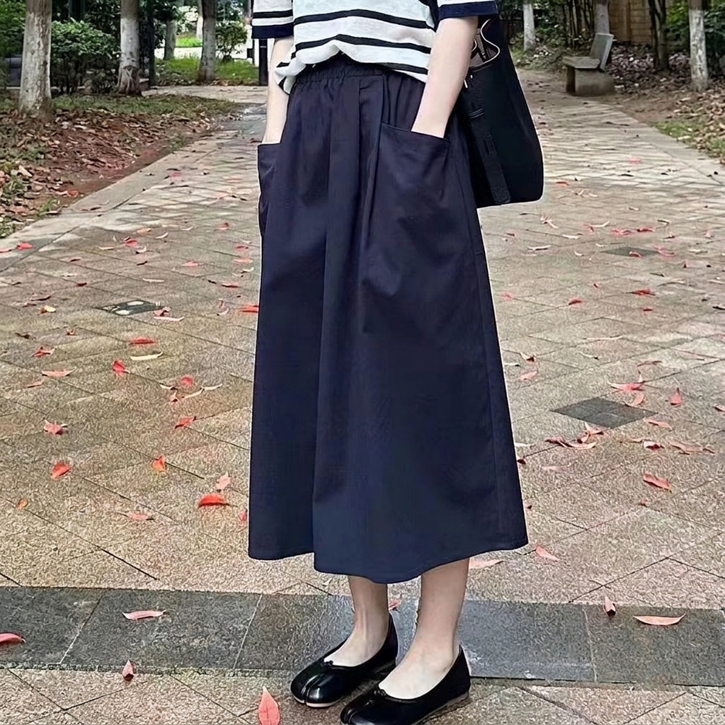 @高腰百搭遮胯顯瘦大碼工裝a字半身裙