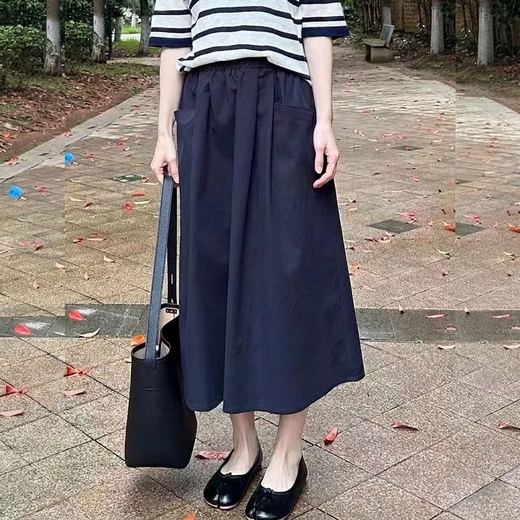 @高腰百搭遮胯顯瘦大碼工裝a字半身裙