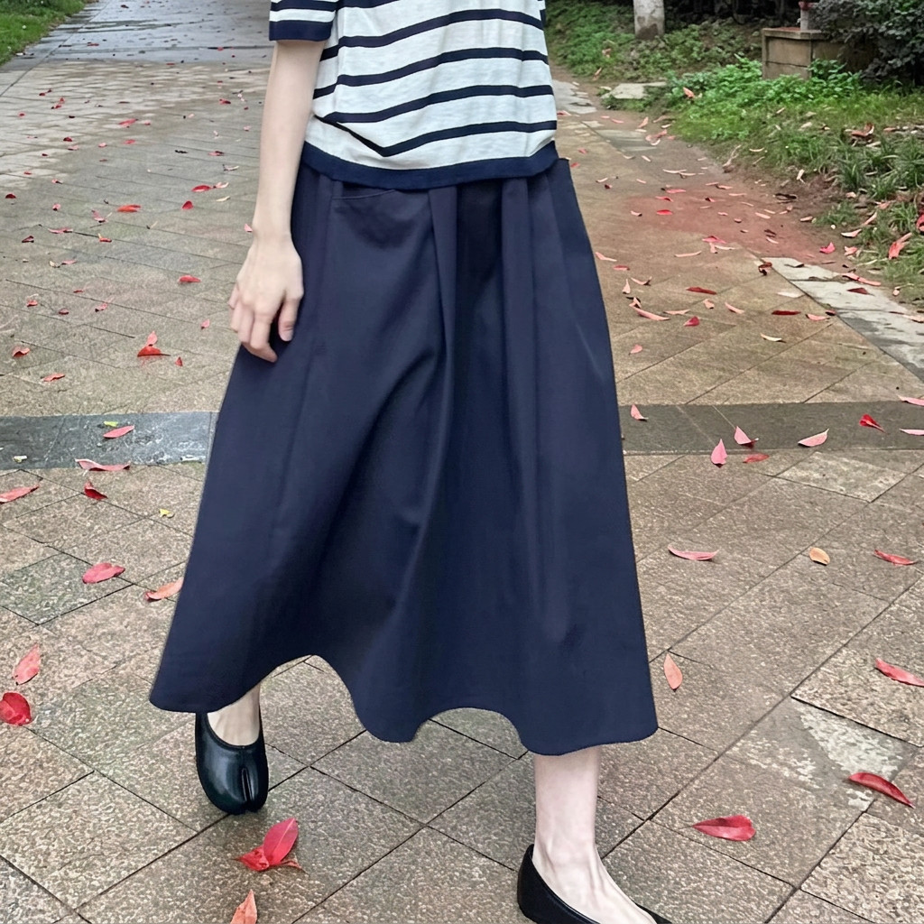 @高腰百搭遮胯顯瘦大碼工裝a字半身裙