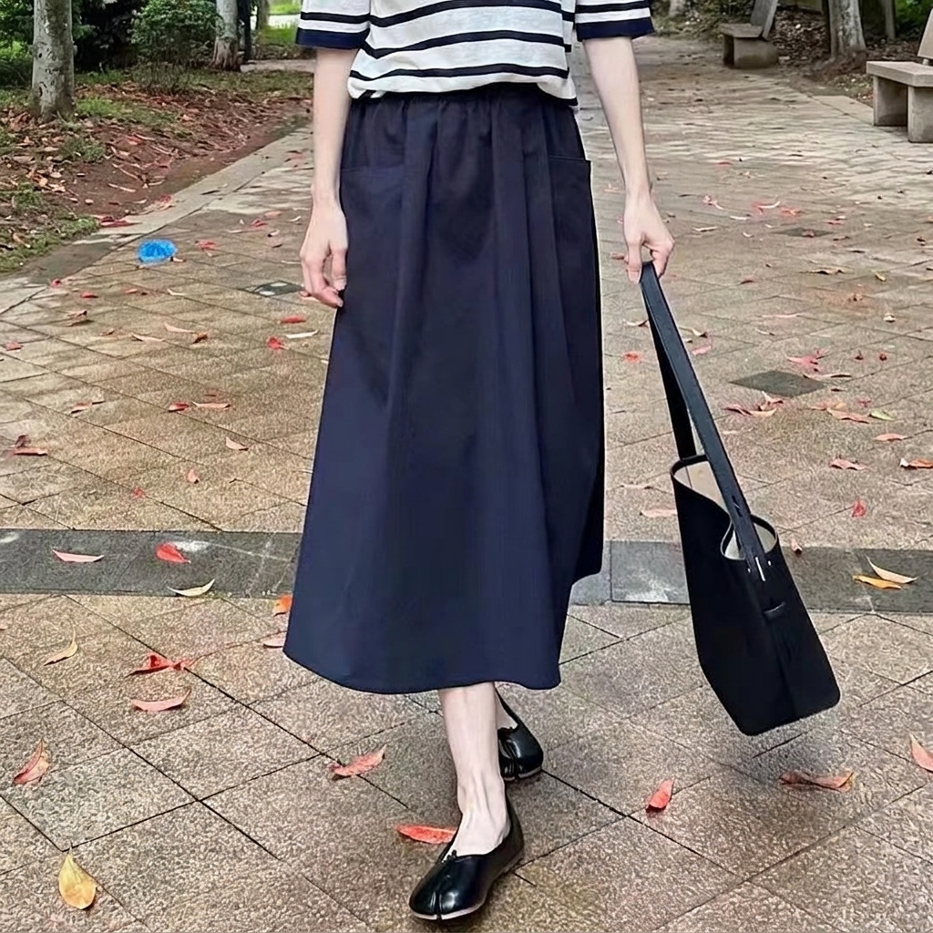 @高腰百搭遮胯顯瘦大碼工裝a字半身裙