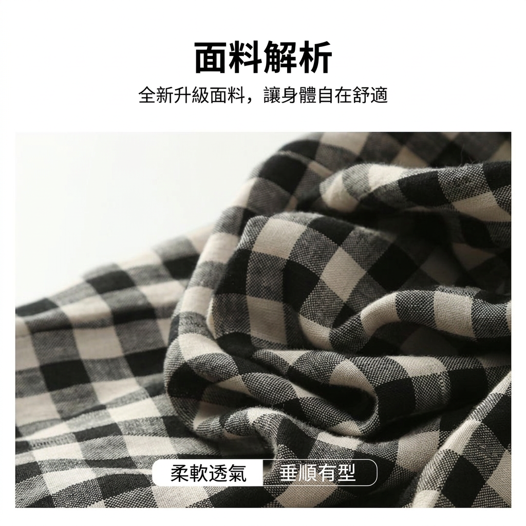 @超輕薄款寬鬆顯瘦百搭鬆緊腰九分格子褲