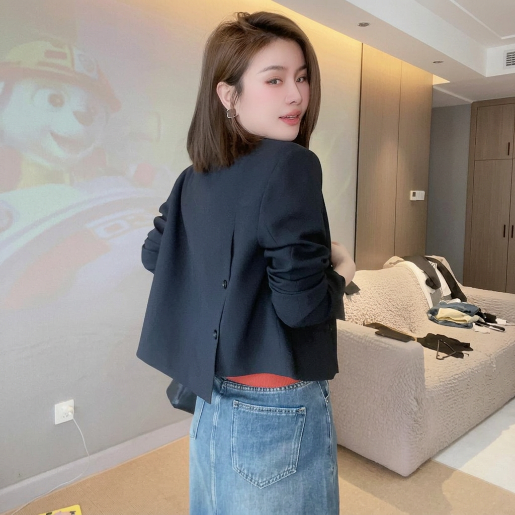 韩版高级感短款休闲西服外套